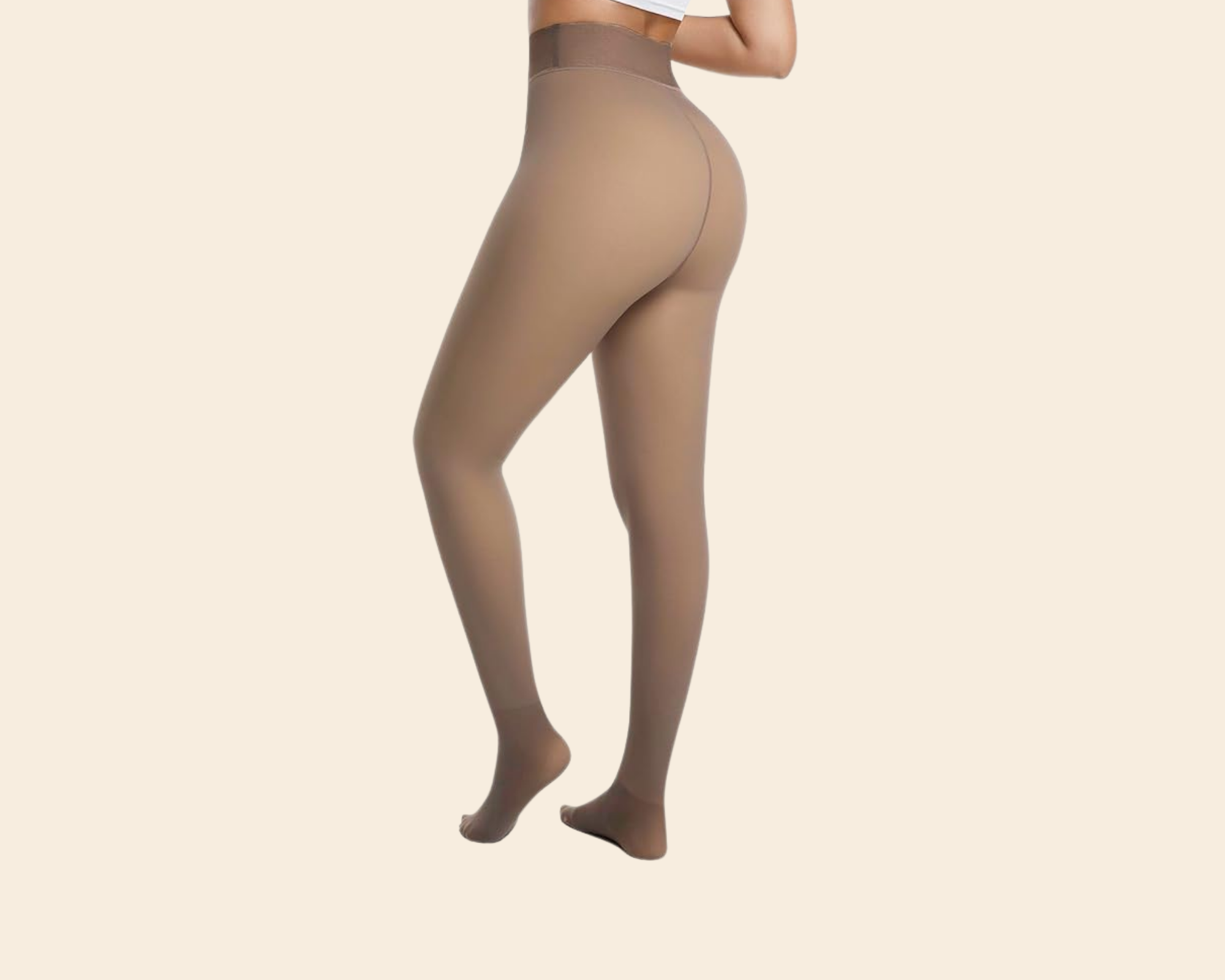 Collant Polaire Effet Transparent Taupe